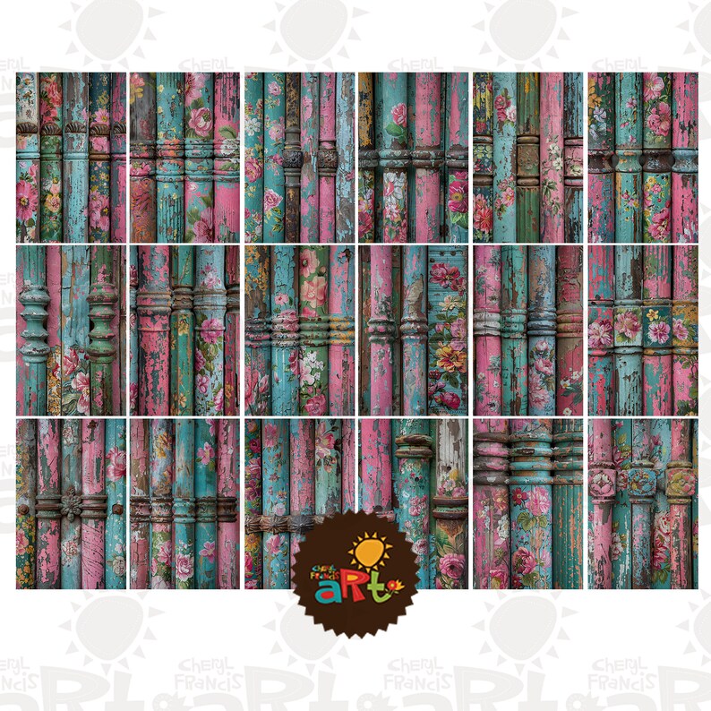 Incuring Posts. Printable Shabby Chic Architectural Floral Posts Printable Junk Journal Half ...