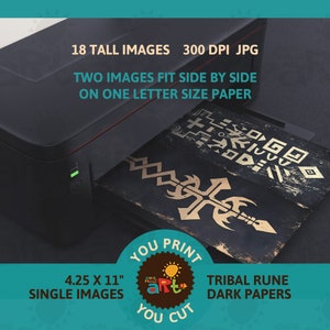 Ancient Tribal Runes Dark Printable Tall Slim Junk Journal Papers for ...