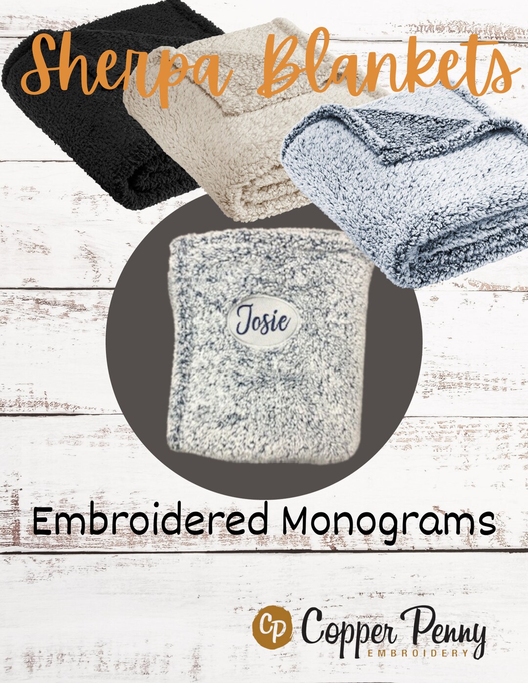 Custom Embroidered Sherpa Blanket Embroidered Super Soft Great Gift