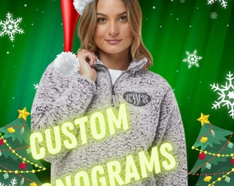 Custom Embroidered Sherpa Fleece Pullover: Monogrammed Full Zip Jacket