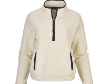 Blusa feminina personalizada em sherpa com zíper até a metade: opção de bordado personalizado