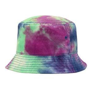 You Design it/Custom Embroidered Logo Tie-Dye Bucket Hat, ,TyeDye Bucket ,Personalized Casual Bucket Hat, Rainbow Colors, Family Bucket Hats Purple Passion