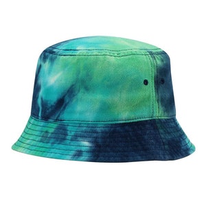 You Design it/Custom Embroidered Logo Tie-Dye Bucket Hat, ,TyeDye Bucket ,Personalized Casual Bucket Hat, Rainbow Colors, Family Bucket Hats Ocean