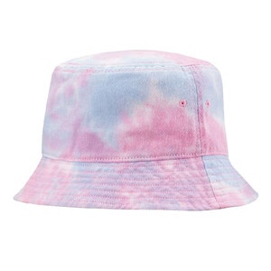You Design it/Custom Embroidered Logo Tie-Dye Bucket Hat, ,TyeDye Bucket ,Personalized Casual Bucket Hat, Rainbow Colors, Family Bucket Hats Cotton Candy