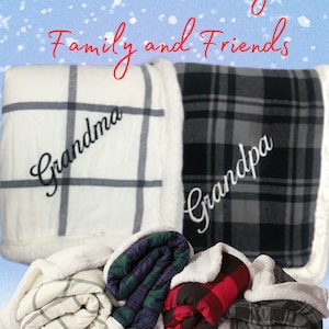 Custom Embroidered Flannel Sherpa Blanket /Throw