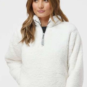 Customize Women&#39;s Sherpa Fleece Comfy Jacket | Sweater Tops. Embroidery Graphic/Image/Logo J America Women&#39;s Clothing | Apparel Long Sleeve
