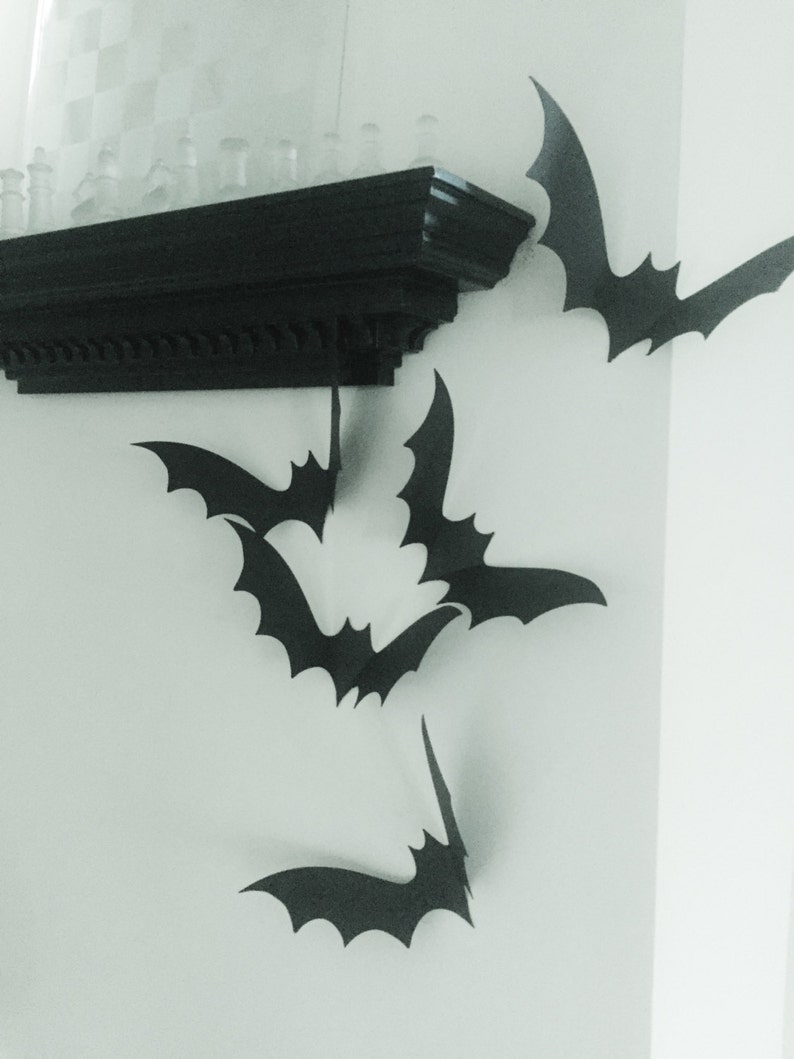 Halloween Bats Wall Decor Qty 16 5 Black Bats 110lb Etsy