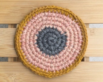 ecofriendly trivet Crocheted wool teal trivet local wool trivet handmade trivet made in Montreal