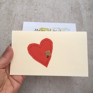Carte de Saint-Valentin, carte de vœux faite à la main en soie en papier recyclé, carte de vœux écologique, carte de Saint-Valentin, carte je t’aime, cœur rouge