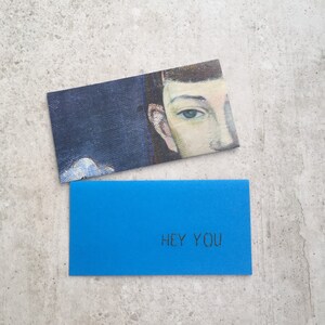 Carte brodée, carte hey you, carte d’amitié, carte humoristique, carte écologique, papier recyclé, enveloppe amusante