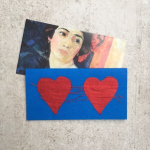 Carte de Saint-Valentin, Carte de vœux faite à la main de cœur à partir de papier recyclé, Carte de vœux écologique, Carte de Saint-Valentin, Carte je t’aime, carte de deux cœurs