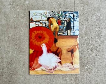 Collage blank greetings card with envelope, ooak greetings card, artistry card, artwork free card, made in Montreal greetings card