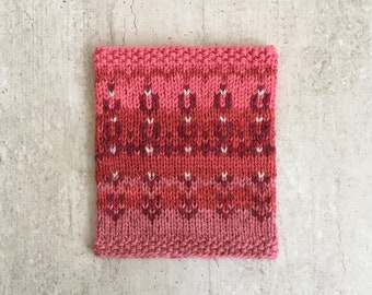 XS Woman or child merino hand knitted neck warmer, fair isle neck warmer, pink neck warmer, soft wool neck warmer, merino neck warmer