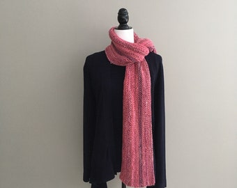 Hand knitted  wool free pink scarf, winter scarf, dark pink scarf, mixed fibers scarf, all seasons scarf, long scarf, sensitive skin scarf