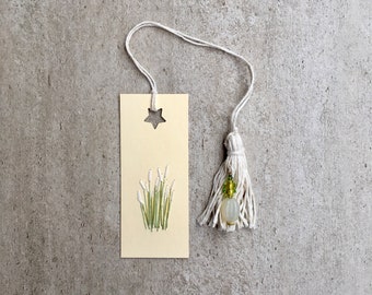 Recycled bookmark, Embroidered bookmark made with reused paper from file folder, Ecofriendly bookmark, embroidered plant bookmark, gardener