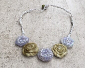 Fiber arts Polar Circles necklace - Felt necklace - Pastel colors necklace - Wool necklace- Handmade necklace
