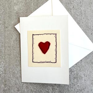 Carte de la Saint-Valentin avec enveloppe, carte de voeux faite main coeur en feutre, carte de voeux écologique, carte de la Saint-Valentin, carte Je t'aime, carte coeur
