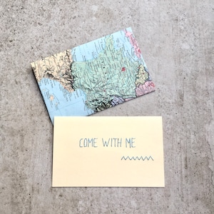 Carte d’invitation, carte brodée, carte de venir avec moi, carte de message, carte d’invitation faite à la main, message brodé, carte de message de venir avec moi