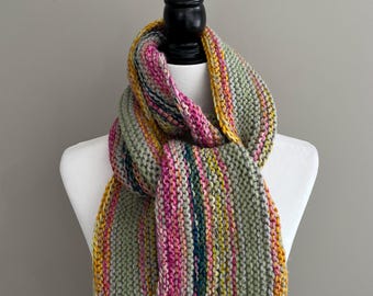 Big Hand knitted merino wool scarf, warm wool scarf, pointmoussemtl, HANDMADE scarf , chunky scarf, pure wool scarf,  hand dye wool scarf