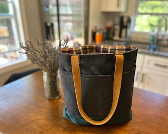 Wool and Waxed Canvas Tote