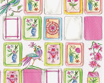 Mahjong Tile Napkins - Pink