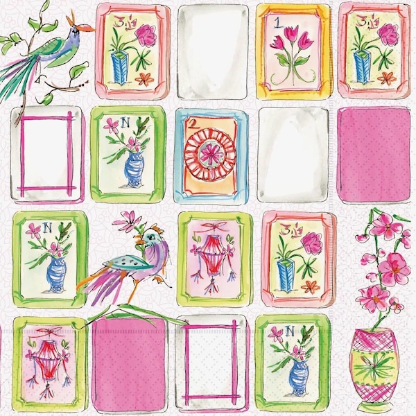 Mahjong Tile Napkins - Pink