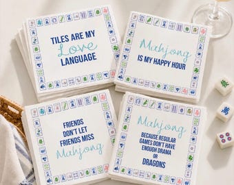 Mahjong Assorted Linen-Feel Cocktail Napkins