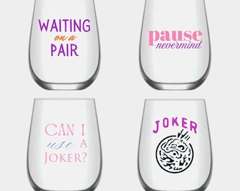 Mahjong Stemless 4 Count Plastic Wine Glasses
