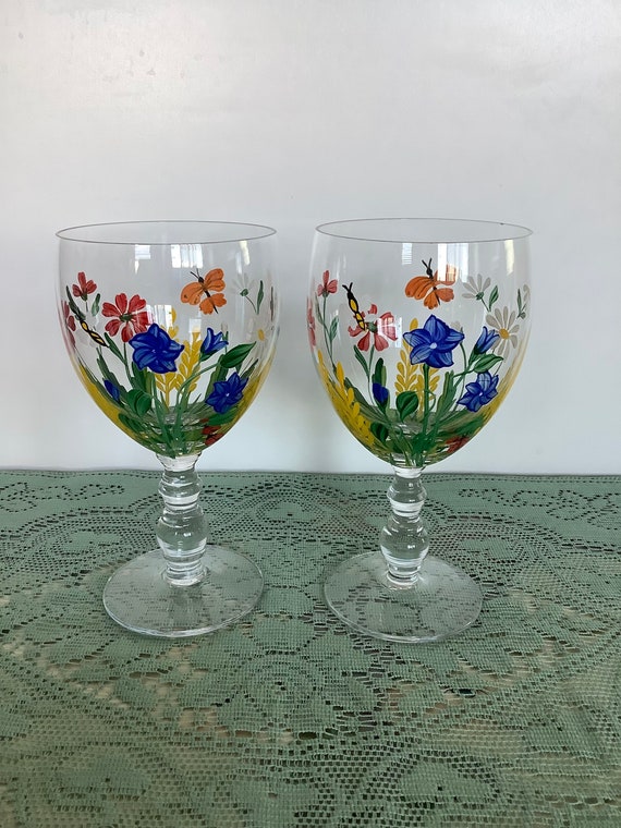 Seasonal Hand Painted Wine Glasses 