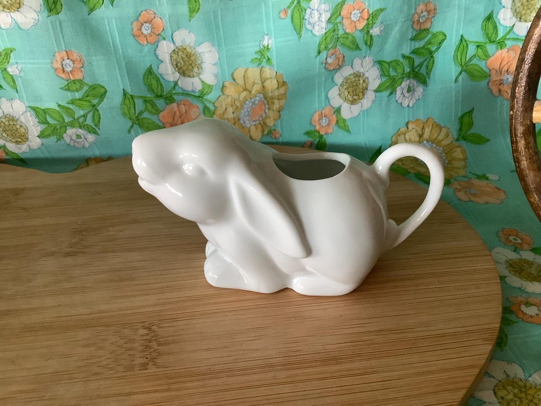 Bunny Creamer, Ceramic White Bunny Rabbit Creamer, Two’s Company ...