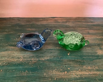 Art Glass Turtles, Turtle Paper Weights, Turtle Glass Art, Office Decor