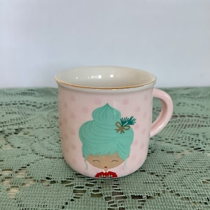 Pink Stoneware Espresso Mug, Home Expressions, Kitschy Espresso Mug