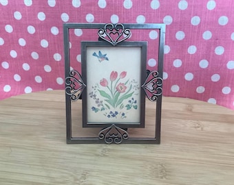 Vintage Heart Photo Frame, Metal, Double Border, Picture Frame