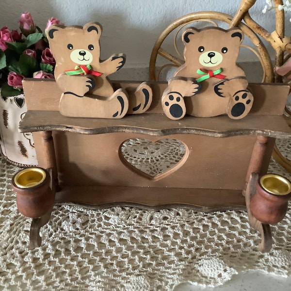 House of Lloyd Teddy Bears Candle Holder, Christmas Around the World Teddy Bears Wall Hanging, Candle Holder