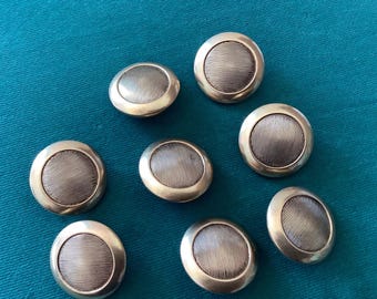 Vintage Steam Punk Shank Buttons, Brass, Set of 8