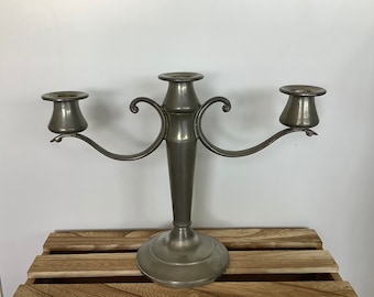 Continental Pewter Triple Candle Holder, Trademark 980