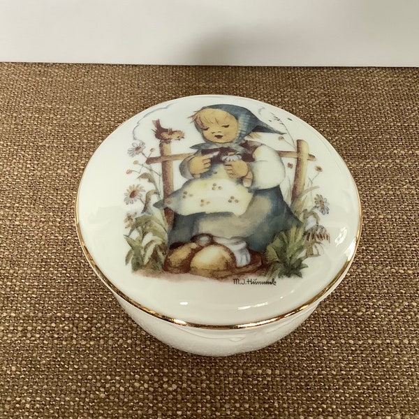 MJ Hummel Porcelain Trinket Box, He Loves Me, Germany, Vintage Hummel