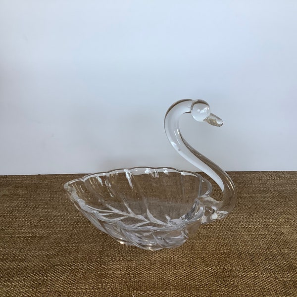 Candy Dish Glass Swan Etsy