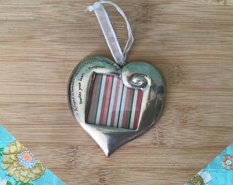 Vintage Silver Toned Metal Heart Frame Ornament, Friendship Frame