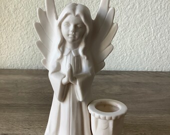 Details about   White Porcelain Angel Voltive Holder  New In Box 7x7  Great For Christmas 