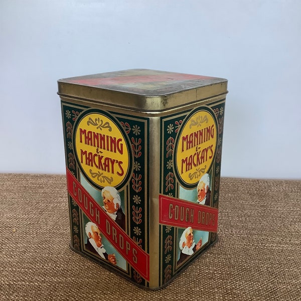 Manning and Mackay’s Cough Drops Enamel Tin, Vintage 1950’s, England