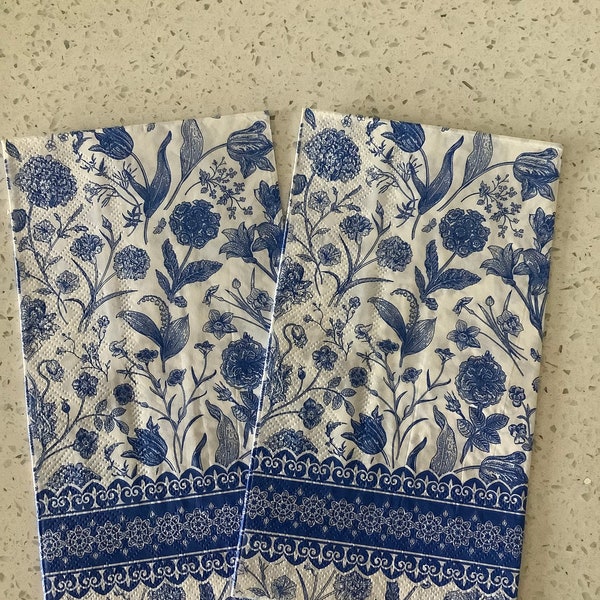 Blue Floral Decoupage Napkins Etsy