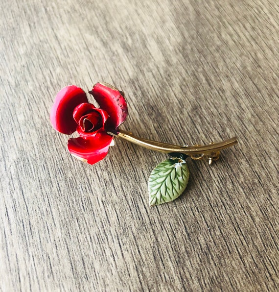 Rose Pin Rose Brooch Vintage Costume Jewelry Romantic Etsy