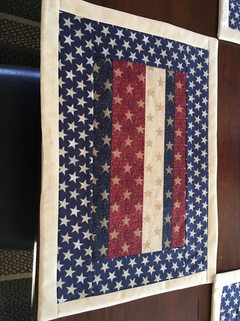 Set of 4 Americana Patriotic Placemats Etsy