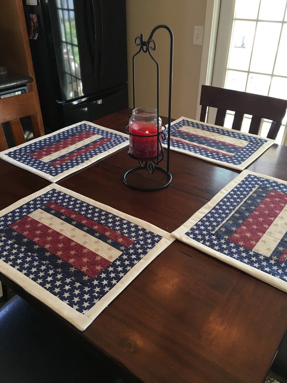Set of 4 Americana Patriotic Placemats Etsy