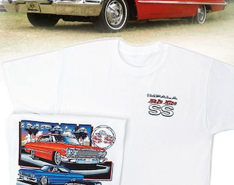 Chevrolet Impala SS White T-Shirt - HS #021 Chevy Super Sport 409 1963 1964 1965 1966