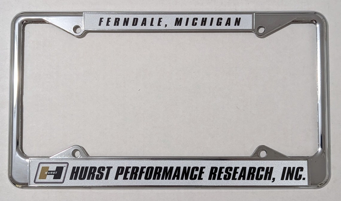 Hurst Performance Research License Plate Frame Floor Shift Shifter Mag ...