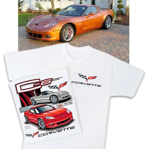 C6 Chevrolet Corvette White T-Shirt - HS #050 (2005-2012) Chevy Racing Z06 ZR1 Grand Sport