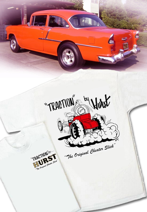 Traction by Hurst Cheater Slicks White T-shirt - HS #036 Vintage