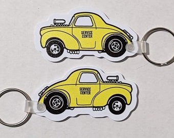 Service Center Speed Shop key fob keychain - Vintage Willys gasser hot rod drag